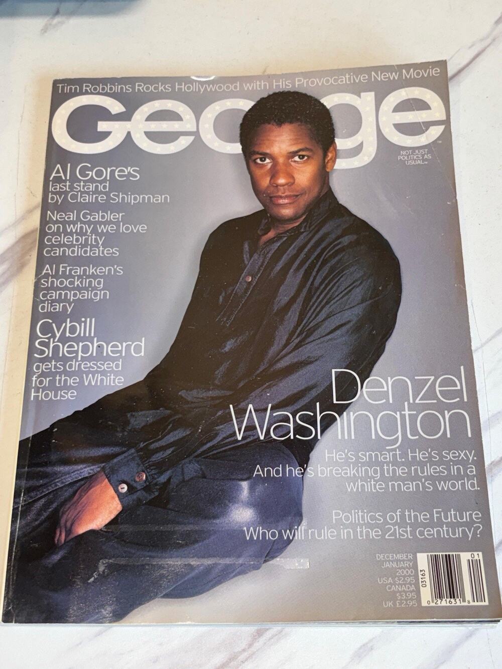 George Magazine Dec Jan 2000 Denzel Washington JFK Jr Al Gore Politics